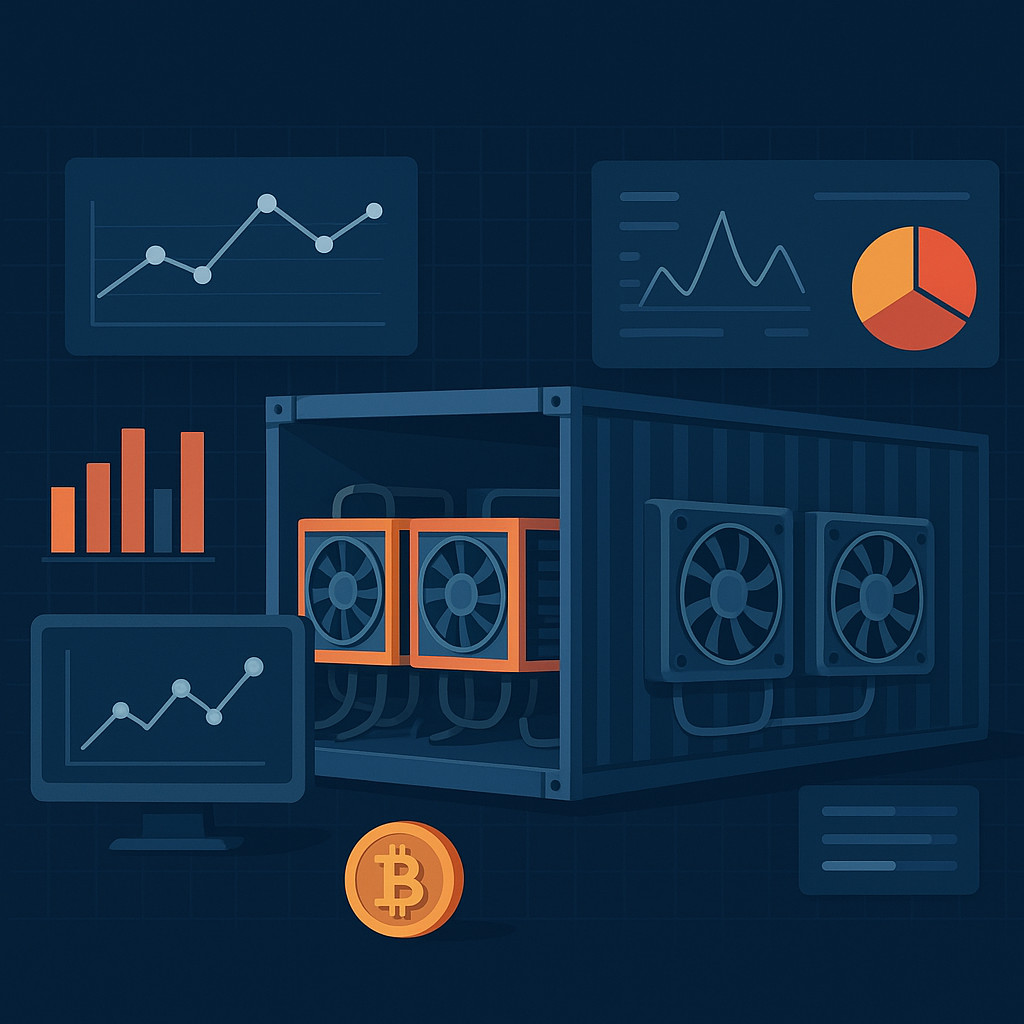 Performance data analytics dashboard displaying mining container metrics